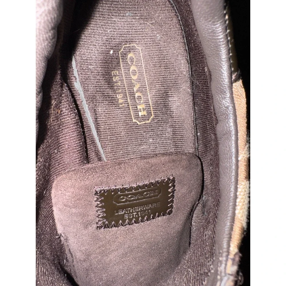 Coach Signature Monogram Kathy Sneakers‎ Brown Tan Jacquard Suede Low Top Shoes